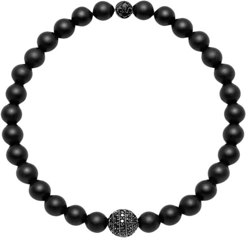 Se Nialaya Men's Wristband With Matte Onyx and Black CZ Diamond L - Armbånd hos Magasin ved Magasin