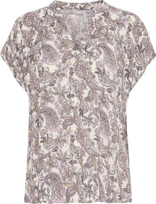 Fransa Fxavery BL 1 Kvinde Moonbeam W. Pink Aop Kortærmede Bluser Loose Fit Str L - hos Magasin