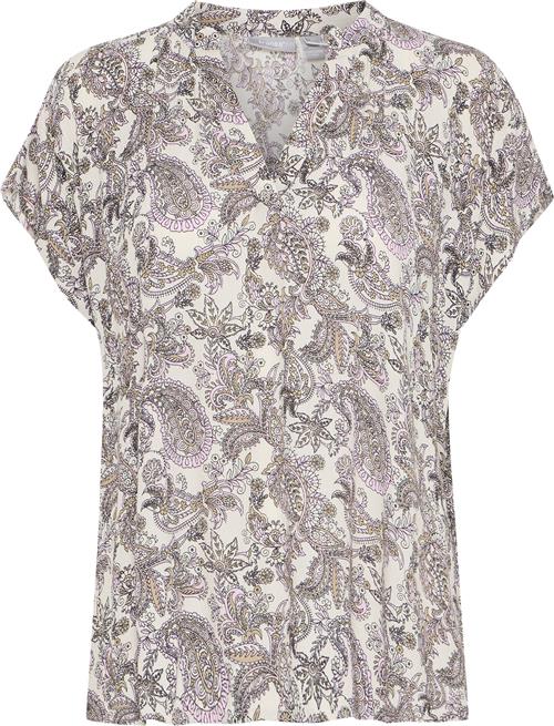 Fransa Fxavery BL 1 Kvinde Moonbeam W. Pink Aop Kortærmede Bluser Loose Fit Str M - hos Magasin