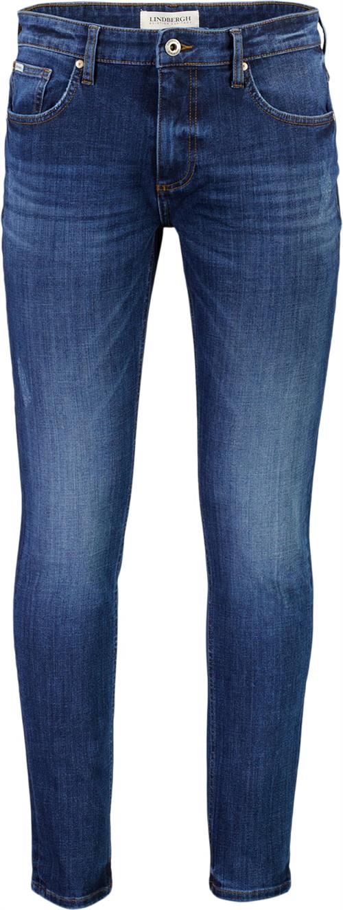 Lindbergh Superflex Jeans Mand Heavy Blue Jeans Tapered Fit Str 31/32 - hos Magasin