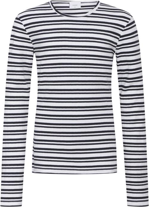 Grunt Dopim Top LS Str XS/8Y - Navy Stripe Langærmede T-shirts hos Magasin