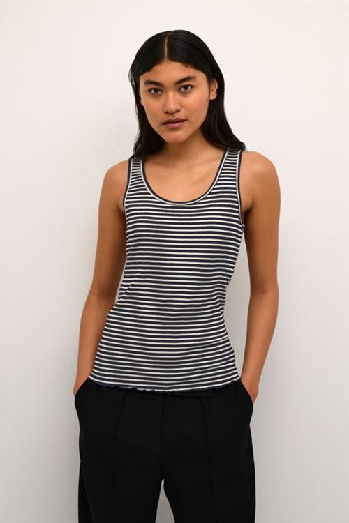 Karen by Simonsen Candacekb Striped Tank Top Kvinde Night Sky/egret Stripe Tanktoppe Regular Fit Str XL - hos Magasin