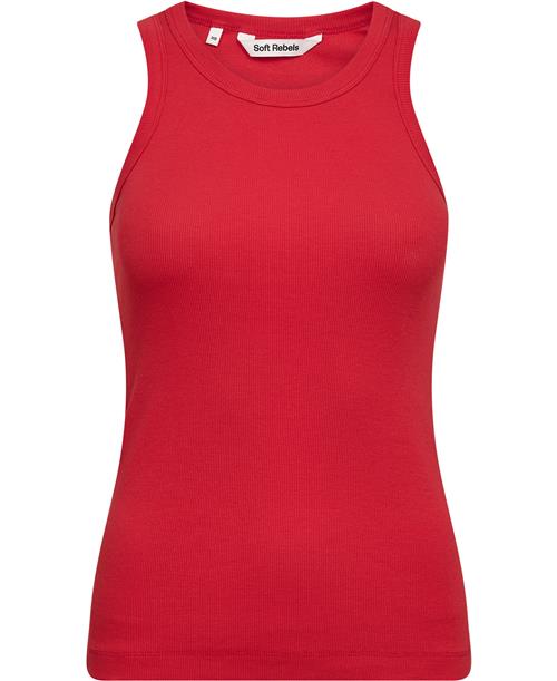 Soft Rebels Sradelynn Tank Top Gots Kvinde Racing Red Kortærmede T-shirts Slim Fit Str L - hos Magasin