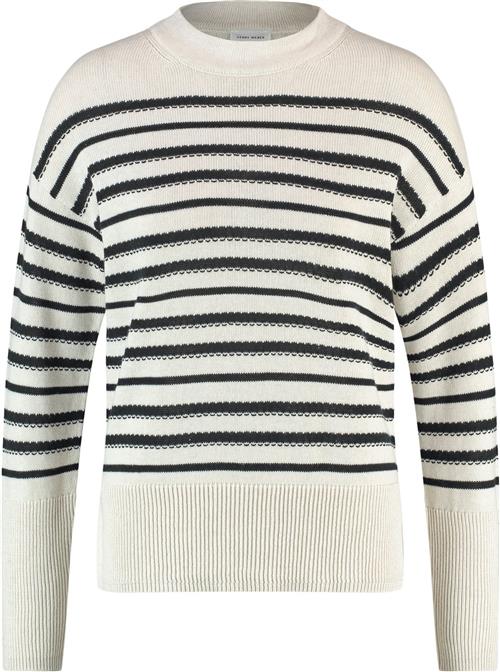 Gerry Weber Pullover 1/1 Sleeve Kvinde Cream/blakc Striped Sweaters Str 40 - hos Magasin