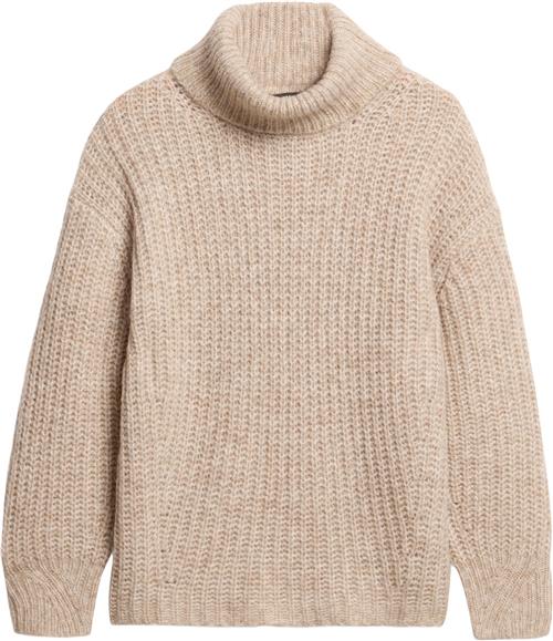 Superdry Brushed RIB Slouch NK Jumper Kvinde Light Sand Twist Sweaters Str 14/16 - hos Magasin