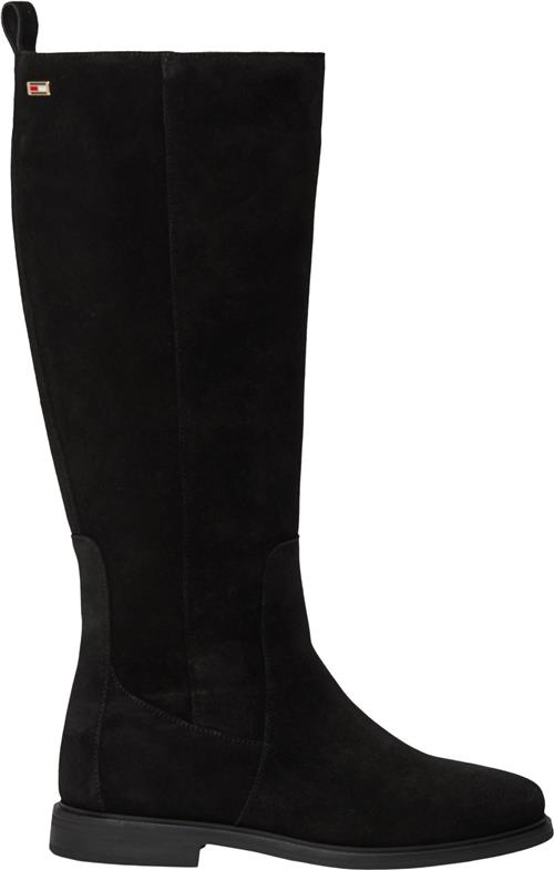 Tommy Hilfiger Flag Suede Long Boot ZIP Kvinde Black Langskaftede Støvler Str 40 - hos Magasin