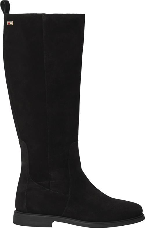 Tommy Hilfiger Flag Suede Long Boot ZIP Kvinde Black Langskaftede Støvler Str 37 - hos Magasin