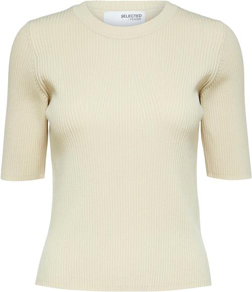 Selected Femme Slfmala 2/4 Knit Oneck B Noos Kvinde Birch Kortærmet Strik Str XL - hos Magasin