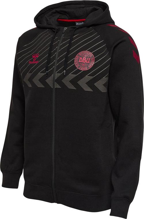 Hummel DBU Danmark Fan Hættetrøje m. Lynlås Voksen Mand Sort Hoodies Str S - hos Magasin