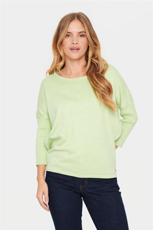 Saint Tropez A2561, Milasz Rneck Pullover Kvinde Seedling Melange Sweaters Casual Fit Str XS - hos Magasin