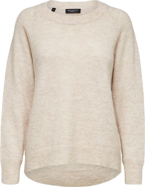 Selected Femme Slflulu LS Knit Oneck Noos Kvinde Birch/melange Sweaters Str XL - hos Magasin