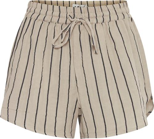 ICHI Iafoxa Striped Beach SHO Kvinde Doeskin/black Stripe Casual Shorts Str S - hos Magasin