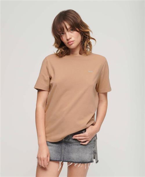 Superdry Essential Logo EMB TEE Kvinde Pyramid Sands Brown Kortærmede T-shirts Str S - hos Magasin