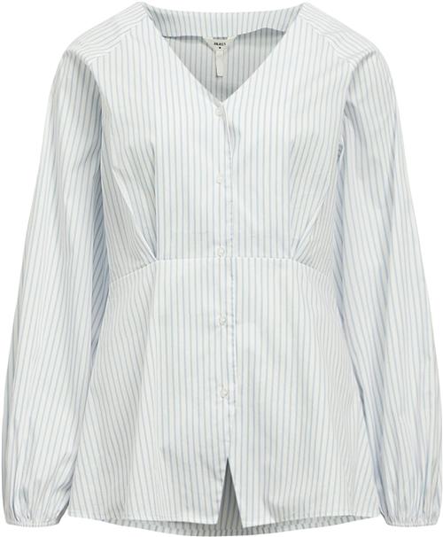 Se Object Objtutta Sculpture FIT LS Shirt E D Kvinde Brunnera Blue/white Langærmede Skjorter Str 40 - hos Magasin ved Magasin