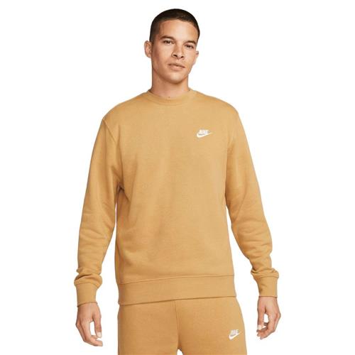 Nike Club Crewneck Mand Elemental Gold/white Sweatshirts Str L - Bomuld hos Magasin