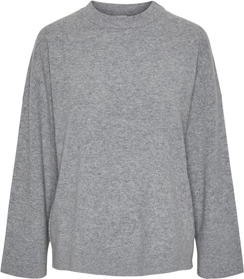 YAS Yasemilie Oneck Knit Pullover S. N Kvinde Light Grey Melange Sweaters Relaxed Fit Str XS - hos Magasin