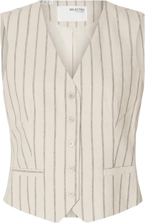 Selected Femme Slftaniahilda Vest PIN Stripe Kvinde Sandshell/pin Stripe Veste Str 38 - hos Magasin