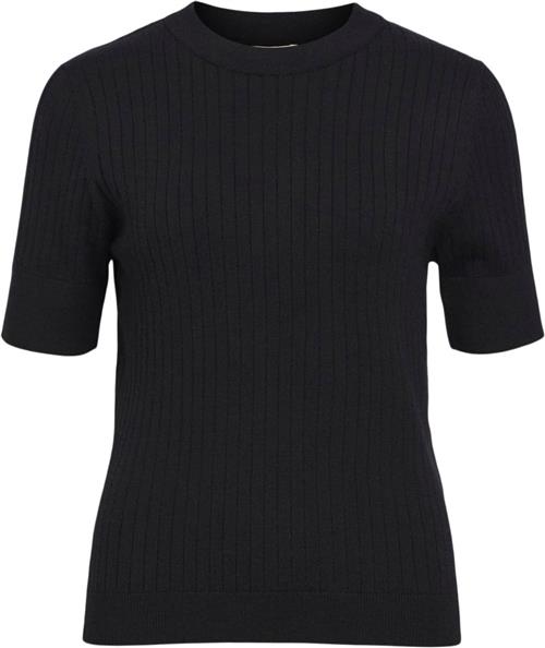 Object Objnoelle S/S Knit Tshirt Noos Kvinde Black Kortærmede T-shirts Str S - hos Magasin