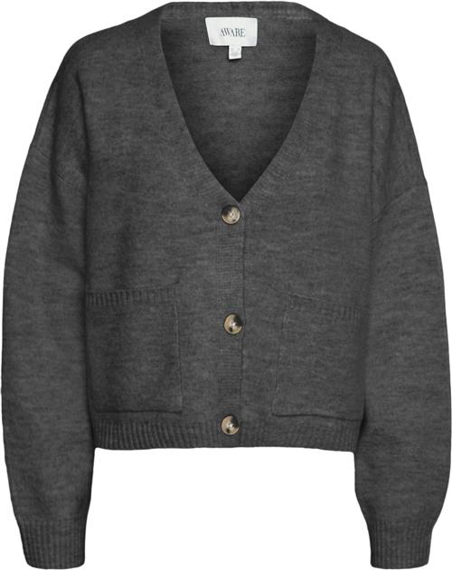 Vero Moda Vmgemma LS Vneck Knit Cardigan VMA Kvinde Dark Grey Melange Cardigans Str L - hos Magasin