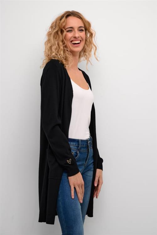 Cream Crdela Long Cardigan Kvinde Pitch Black Cardigans Str L - hos Magasin