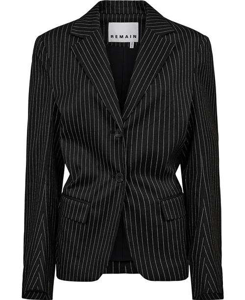 REMAIN Drapy Striped Blazer Kvinde Black Comb. Blazere Str 38 - hos Magasin