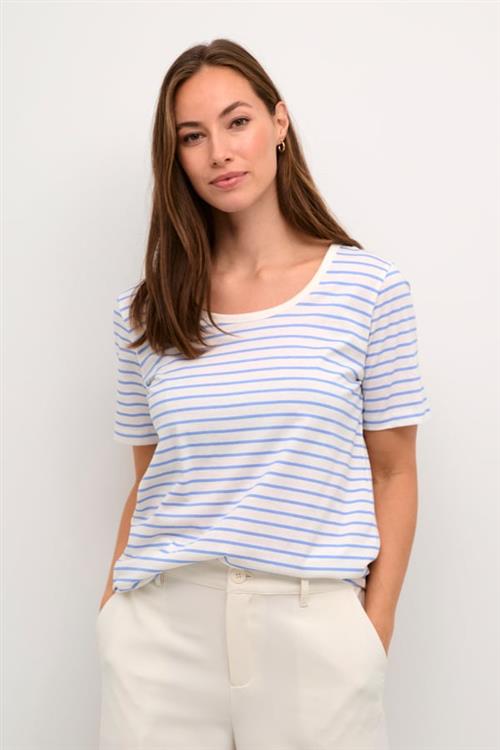 Culture Cudeia Oneck Tshirt Kvinde White/blue Stripe Kortærmede T-shirts Str L - hos Magasin