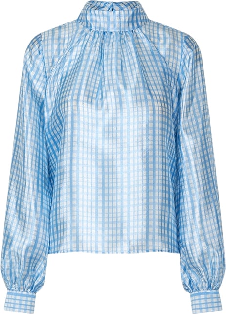 Se Stine Goya Sgashley, 2067 Textured Poly Kvinde Blue Check Langærmede Bluser Str S - hos Magasin ved Magasin