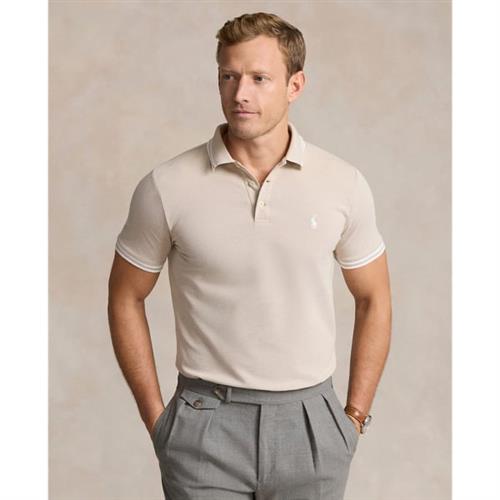 Se Polo Ralph Lauren Stretch Meshssl-psh Mand Coastal Beige/white Kortærmede Poloer Str L - hos Magasin ved Magasin