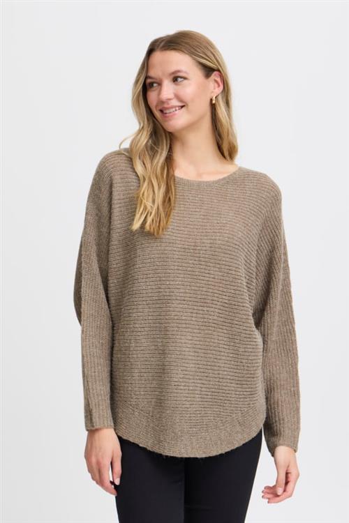 Fransa Freretta PU 3 Kvinde Walnut Melange Sweaters Loose Fit Str S - hos Magasin