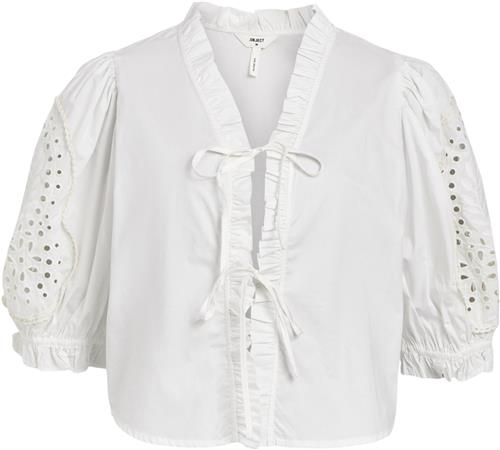 Se Object Objbrodera S/S TOP 132 Kvinde White Sand Toppe Str 38 - hos Magasin ved Magasin