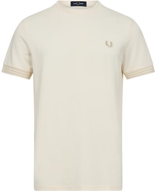 Fred Perry M7707 Mand Ecru Kortærmede T-shirts Str L - Bomuld hos Magasin