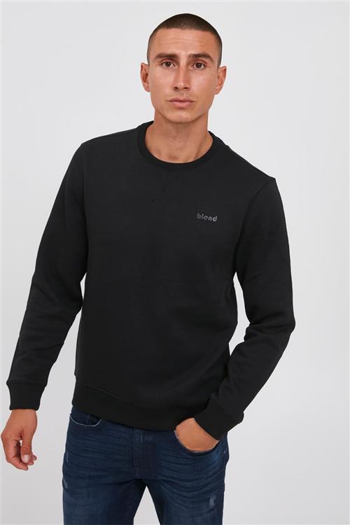 Se Blend Bhdownton Crew Neck Sweatshirt Regu Mand Black Sweatshirts Str L - hos Magasin ved Magasin