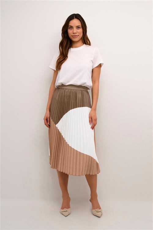 Culture Cubetty Colorblock Skirt Kvinde Cub/bone Brown/spring Garden Midi Nederdele Str L - hos Magasin