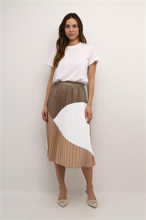 Culture Cubetty Colorblock Skirt Kvinde Cub/bone Brown/spring Garden Midi Nederdele Str XS - hos Magasin