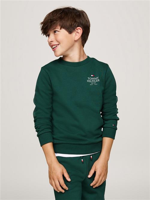 Tommy Hilfiger TH Logo Puff Embr REG Sweatshirt Str 10 - Ornamental Green Sweatshirts hos Magasin