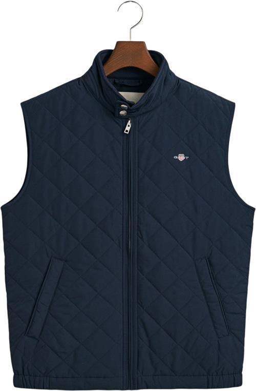 Se Gant Quilted Windcheater Vest Mand Evening Blue Veste Str S - hos Magasin ved Magasin