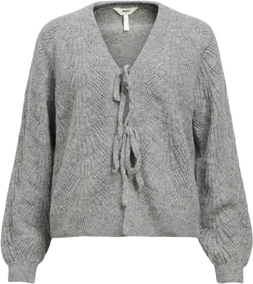 Se Object Objflora RE L/S Knit Cardigan Noos Kvinde Medium Grey Melange Sweaters Regular Fit Str S - hos Magasin ved Magasin