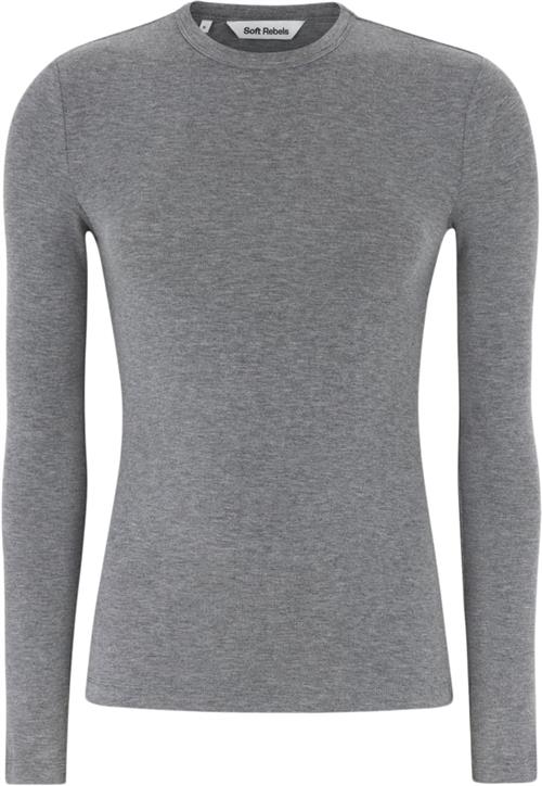 Soft Rebels Srroman Oneck Kvinde Medium Grey Melange Langærmede Bluser Str S - hos Magasin