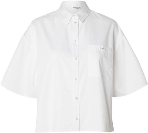 Se Selected Femme Slfagnese 2/4 Cropped Pearl Shirt B Kvinde Hvid Kortærmede Skjorter Str 34 - hos Magasin ved Magasin