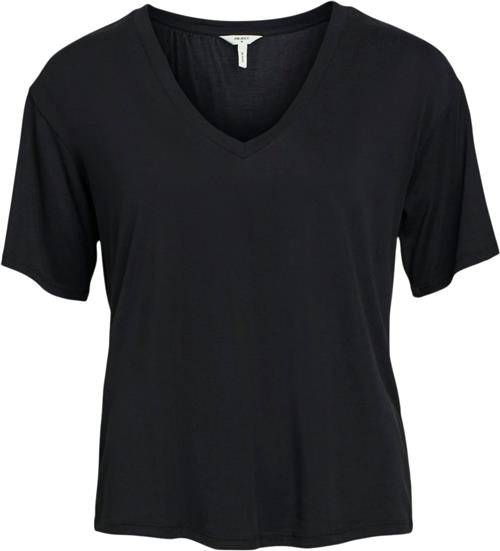 Se Object Objannie RE S/S Vneck TOP Noos Kvinde Black Kortærmede T-shirts Str XL - hos Magasin ved Magasin