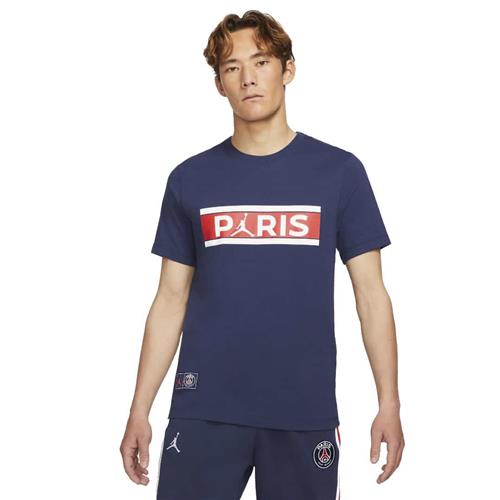 Nike Paris Saintgermain T-shirt Mand Blue Kortærmede T-shirts Str L - Bomuld hos Magasin