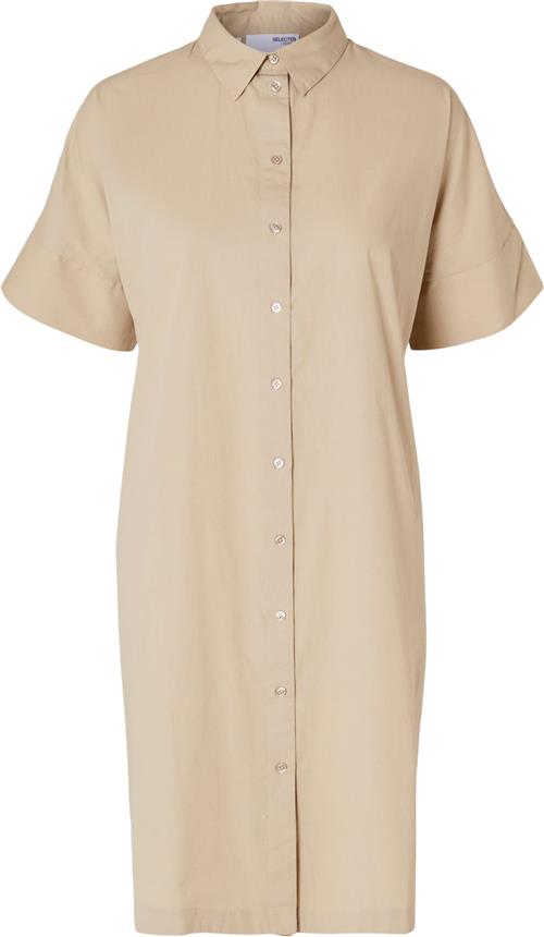 Selected Femme Slfblair 2/4 Short Shirt Dress Noos Kvinde Humus Korte Kjoler Str 40 - hos Magasin