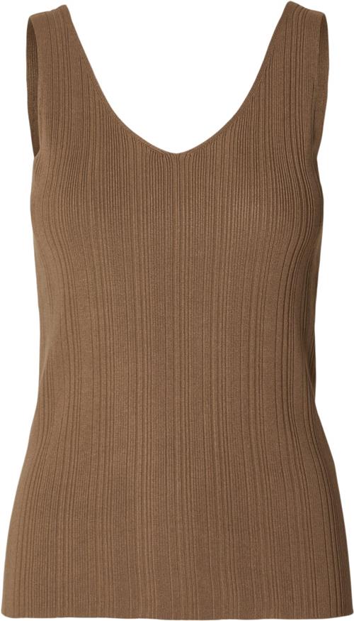 Se Selected Femme Slftrixie NEW SL Knit TOP Kvinde Coca Mocha Tanktoppe Str S - hos Magasin ved Magasin