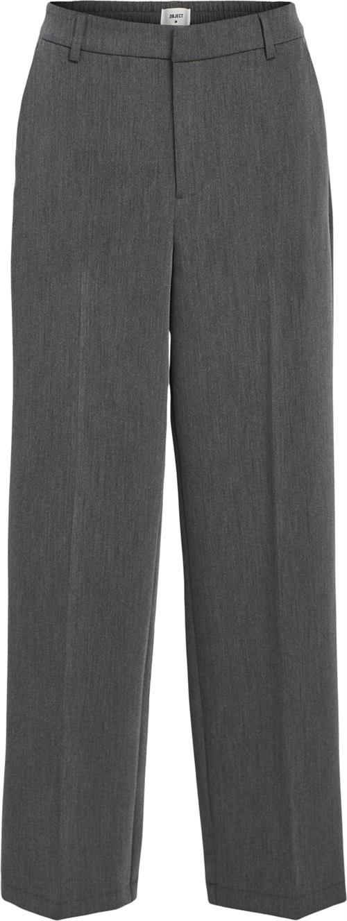 Se Object Objsigrid HW Casual Pant Noos Kvinde Medium Grey Melange Bukser Med Brede Ben Str 40 - hos Magasin ved Magasin