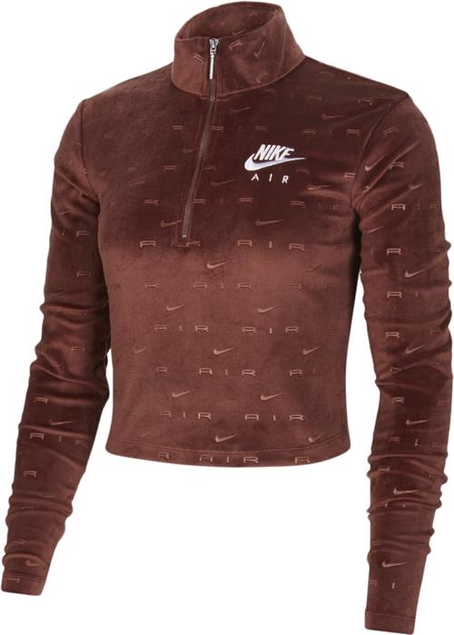 Nike air Velour 1/4zip Long-sleeve top Kvinde Orange Sweatshirts Str S Velour - hos Magasin