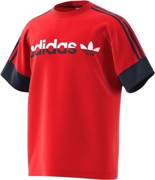 Se adidas 3 Stripe Split Mand Red Kortærmede T-shirts Str S - Bomuld hos Magasin ved Magasin