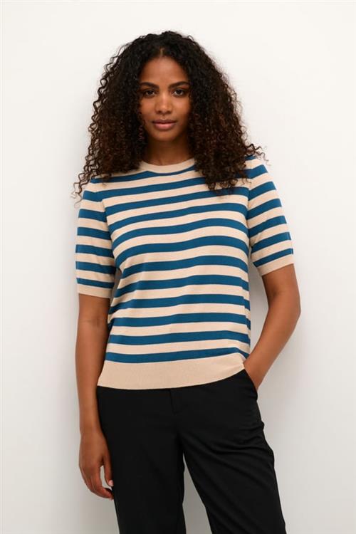 Se Kaffe Kamilo Short Sleeve Knit Kvinde Smoke Gray/legion Blue Stripe Kortærmede T-shirts Str L - hos Magasin ved Magasin