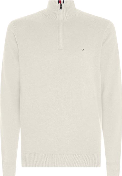 Se Tommy Hilfiger Pima ORG CTN Cashmere ZIP Mock Mand Ancient White Turtlenecks Str L Cashmere - hos Magasin ved Magasin