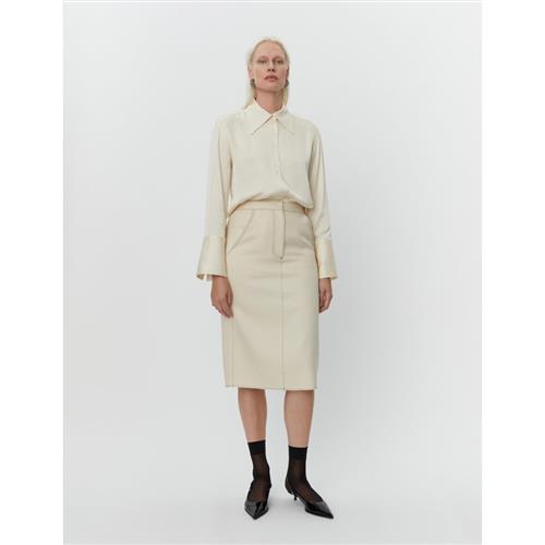 DAY Birger et Mikkelsen Kellie Bonded Viscose Blend Kvinde Cloud Cream Midi Nederdele Str 42 - hos Magasin