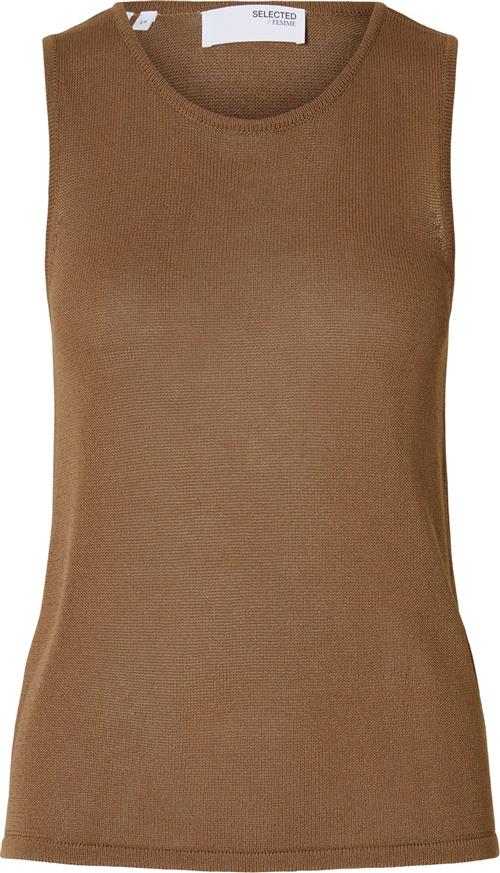 Selected Femme Slfmoon SUS SL Knit TOP B Kvinde Coca Mocha Tanktoppe Str M - hos Magasin